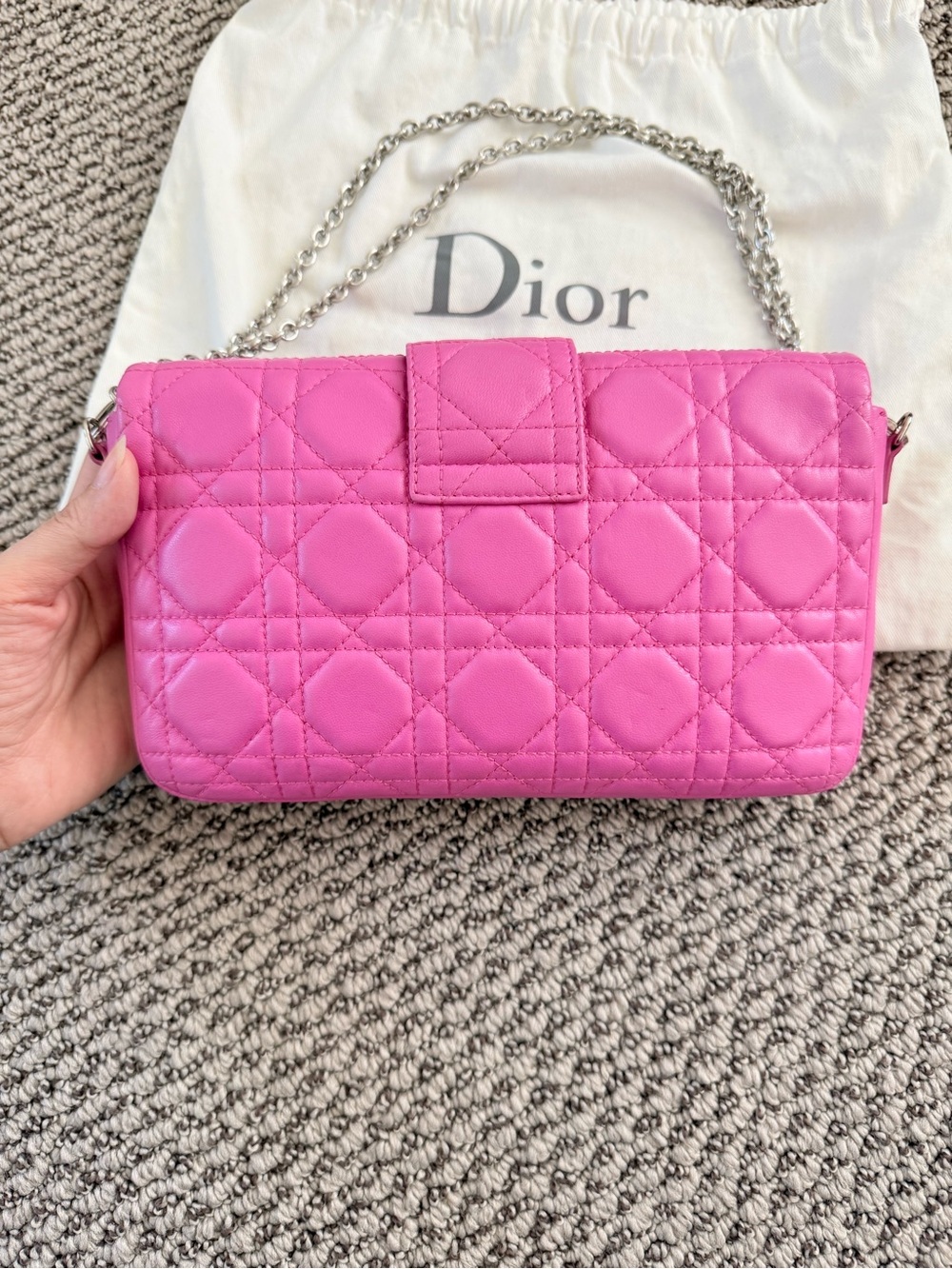Dior Miss Dior Pink Cannage Leather Chain Bag Silver Hardware - Picture 9 of 12